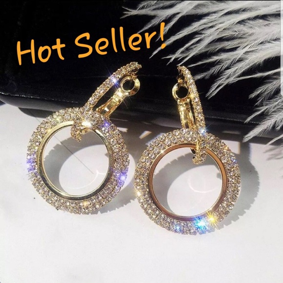 Jewelry - 🌟 Rose Gold Crystal Luxury Hoop Earrings